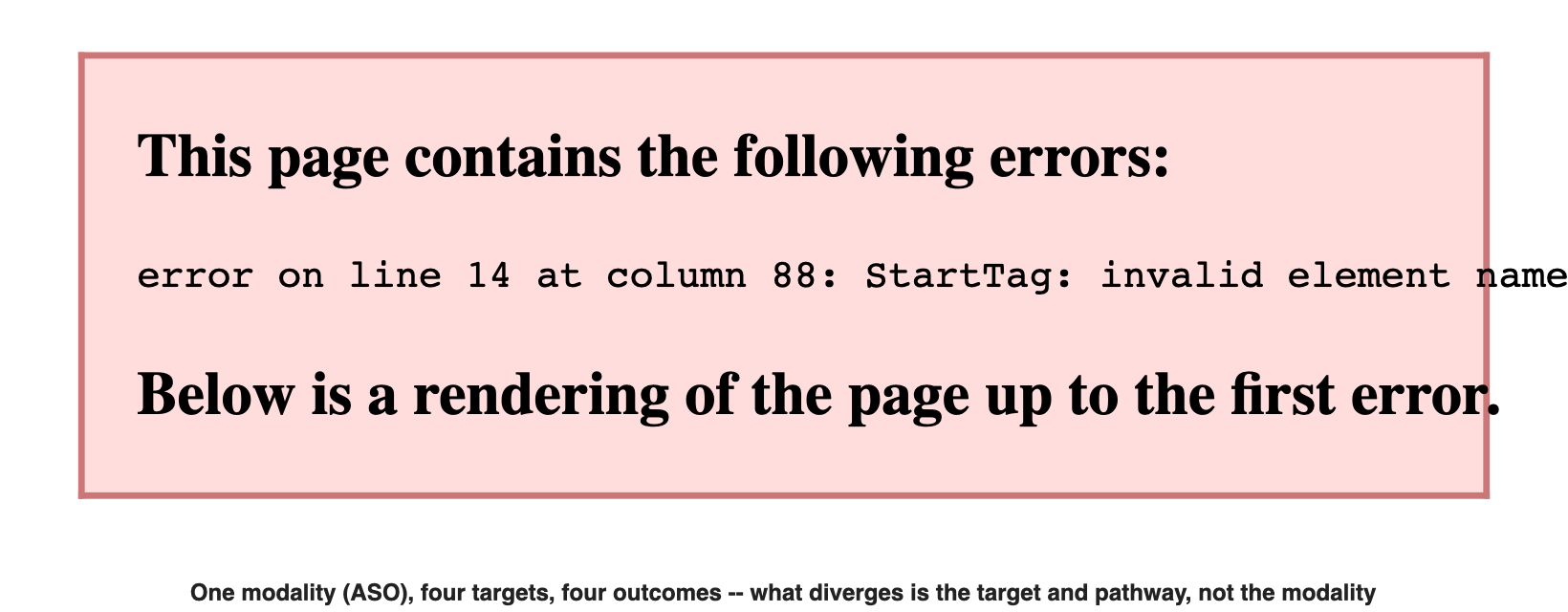 One modality (ASO), four targets, four outcomes -- what diverges is the target and pathway, not the modality